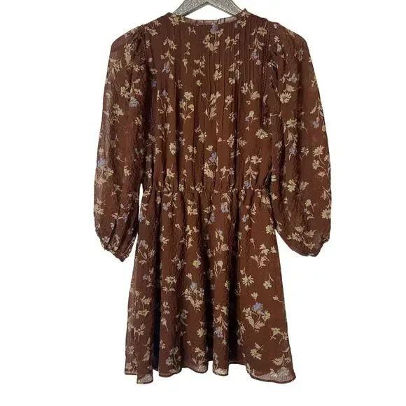 Madewell Norma Rae Brown Floral Printed Long Sleeve Dress - Picture 7 of 7